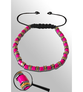 Sertifikalı Silver Gold Hematitli Pembe Sedef Taşı Bileklik - Ayarlamalı (Çok Renkli)
