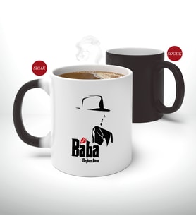 BK Gift Kişiye Özel Babalar Günü Hediyesi Baba Godfather Tasarımlı Sihirli Kupa Bardak-16 (Beyaz)