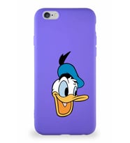 Apple iPhone 6 Soft Premier Kapak Donald Duck-A Tasarımlı Silikon Kılıf - Mor (Şeffaf)