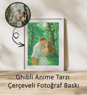 Ghipbli anime çizim çerçeveli fotoğraf baskı kişiye özel hediye karikatür resim dijital baskı aile, sevgili, doğum günü, arkadaş, anne, baba, Çocuk, Çizgi Film