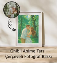 Ghipbli anime çizim çerçeveli fotoğraf baskı kişiye özel hediye karikatür resim dijital baskı aile, sevgili, doğum günü, arkadaş, anne, baba, Çocuk, Çizgi Film