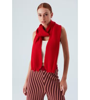 Peraluna NOMI SCARF Selanik Örgü Kaşmir Karışımlı Yumuşak Kadın Triko Atkı - Kırmızı