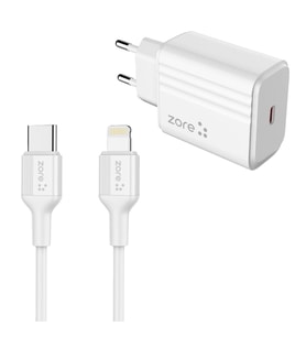 Zore Play Serisi PL2 Type-C to Lightning 2in1 PD Seyahat Şarj Aleti 20W (Beyaz)