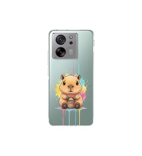 Xiaomi Mi 13T ile Uyumlu Splash Kapibara Tasarımlı Şeffaf Silikon Kılıf