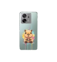 Xiaomi Mi 13T ile Uyumlu Splash Kapibara Tasarımlı Şeffaf Silikon Kılıf
