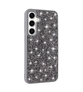 Galaxy S24 Kılıf Parlak Taşlı Tasarım Pırlanta Kılıf (Gri)