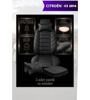 citron c3 2014 Koltuk ve Kılıf uyumlu Minder Siyah Lüks Yastık 2 Minder 2 Yastık