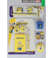 x Dekomus , Lisanslı Minions 11 Parça Kırtasiye Seti Silgi,Kurşun Kalem,Not Defteri,Kalemtraş