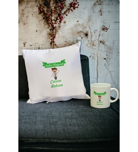 Canım Babam Kupa Bardak ve Yastık Set 001 (Beyaz)