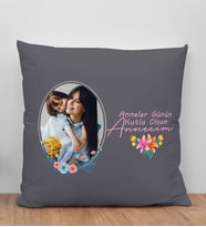BK Gift Kişiye Özel Fotoğraflı Anneler Günü Tasarımlı Antrasit Kırlent Yastık, Anneye Hediye, Ev Dekorasyonu, Anneler Günü Hediyesi-1