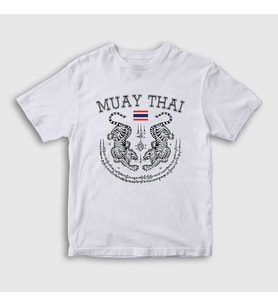 Presmono Unisex Çocuk Beyaz Thailand Kaplan Ufc Mma Muay Thai T-Shirt 499029tt (Beyaz)