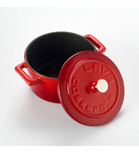 Metal Döküm Mini Tencere, 10 cm, 0.35 L Hacim, Kırmızı