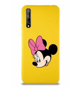 Huawei P Smart S Soft Premier Kapak Minnie Mouse-B Tasarımlı Silikon Kılıf - Sarı (Şeffaf)