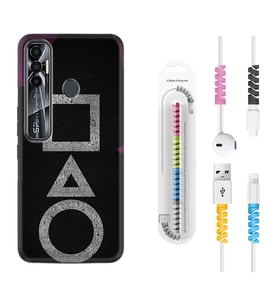 Tecno Spark 6 6 Go 8C 8 Pro 7 7 Pro Kılıf Kablo Koruma Spiral Silikon Game Begin 1799