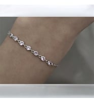 925 Ayar Gümüş Sıralı Pembe Taşlı Bileklik