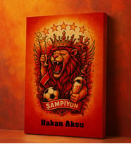 BK Gift Kişiye Özel Sarı Kırmızı 5 Yıldız Aslan Taraftar Tasarımlı Kanvas Tablo-1, Taraftar Hediyesi, Doğum Günü Hediyesi, Arkadaşa Hediye