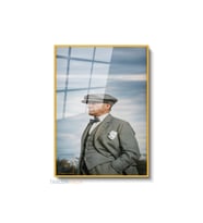 Dikey Çerçeveli Cam Atatürk 24 Modern Ev Dekoru Duvar Sanatı Ev Ofis Tablosu (Altın)