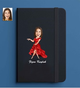 Kişiye Özel Kadın Model 13x21 Siyah Defter-11