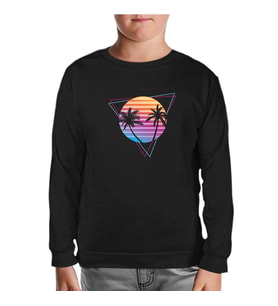 Summer Night Lights Siyah Çocuk Sweatshirt