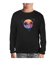 Summer Night Lights Siyah Çocuk Sweatshirt