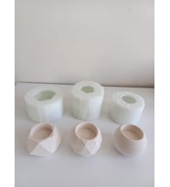 GEOMETRİK 3'LÜ MUMLUK SET KALIBI (Şeffaf)