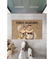 Dormot Modern Dijital Baskı - Büyük Tatlı Çift Paspas - Kapı Önü Paspası 70x45 (Bej)