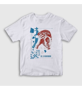 Presmono Unisex Çocuk Beyaz Bobby Robert James Fischer Satranç T-Shirt 420201tt