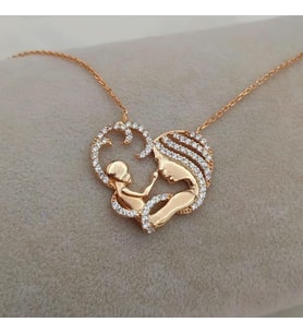 ANNE BEBEK TAŞLI  925 AYAR GÜMÜŞ KOLYE