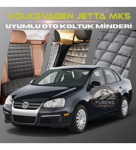 Volksvogen Jetta Mk5 Antrasit Renk Tay Tüyü Cepli & Terletmez Sırtlı Oto Koltuk Minder Seti - Koltuk Koruma Kılıfı (ÖN & ARKA TAM SET)