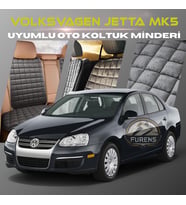Volksvogen Jetta Mk5 Antrasit Renk Tay Tüyü Cepli & Terletmez Sırtlı Oto Koltuk Minder Seti - Koltuk Koruma Kılıfı (ÖN & ARKA TAM SET)