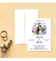 Davetiye Zarf ve Baskı Dahil (Beyaz yada Kraft Zarflı) - Resimli Davetiye - Düğün, Nişan, Nikah, Kına Davetiyesi (Beyaz)