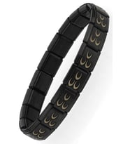 Osmanlı Üç Hilal Bayrağı İtalyan Charm Unisex Çelik Bileklik scb58 (Siyah)