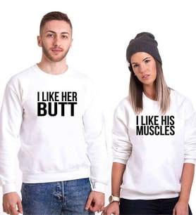 Tshirthane I Like His Bike I Like Her Butt Sevgili Kombinleri Sweatshirt Kombini (Tek Ürün Fiyatıdır.)
