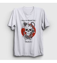 Presmono Unisex Beyaz Born To Stand Out Skulls In T-Shirt 507157tt