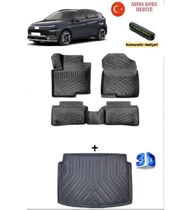 Rizline Hyundai Bayon 2021 Sonrası Uyumlu 3D Havuzlu Paspas ve Bagaj Havuzu Seti ASMA KOKU VE NUMARATÖR HEDİYELİ