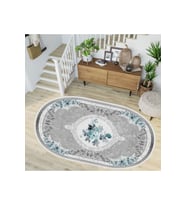 Eliana Home Baskılı, Yıkanabilir Kaymaz Taban Oval Halı LNA7247-HK074 100x150 cm (Gri)