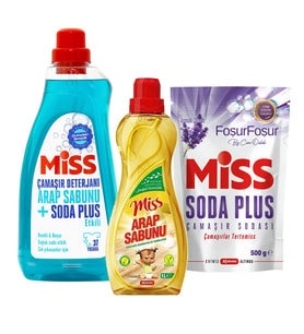 Miss Sıvı Çamaşır Deterjanı - Soda Plus - Arap Sabunu 3 lü Temizlik Seti