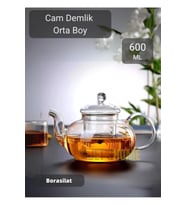 Cam Demlik Şeffaf Süzgeçli Demlik Isıya Dayanıklı Bitki Çayı Demliği Borosilat 600 ml