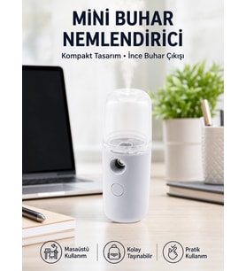 Mini Şarjlı Buhar Nemlendirici - Taşınabilir, Enerji Tasarruflu, Kablosuz Kullanım Yeni Nesil