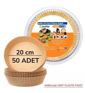 50 Adet 20 cm Air Fryer Pişirme Kağıdı Tek Kullanımlık Yağ Geçirmez Yuvarlak Tabak Model PVC