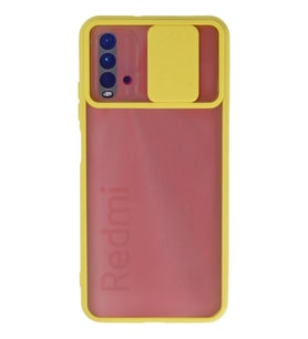 Newface Xiaomi Redmi 9T Kılıf Palm Buzlu Kamera Sürgülü Silikon - Sarı