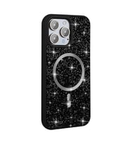 Apple iPhone 14 Pro Max Uyumlu Kılıf Pırlanta Tasarımlı M-safe Şarj Özellikli Zore Mozaik Silikon Kapak (Siyah)