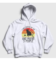 Presmono Unisex Beyaz Coffee My Cat Kedi Kedili Kapüşonlu Sweatshirt 502660tt
