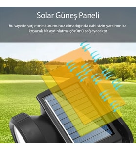 Ayt Powermaster Solar Güneş Enerjili Kafa Lambası Kamp Orman Tamirci Led Aydınlatma Feneri Işıldak