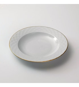 GÜRAL PORSELEN Alfa 6 Parça 22 Cm Çukur Yemek Tabağı Mat Altın File