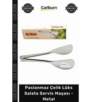 Özel Üretim Paslanmaz Çelik Ergonomik Delikli Süzgeçli Şık Sunum Lüks Salata Servis Maşası Metal