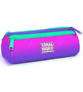 Coral High Pembe Mor Renk Geçişli Üç Bölmeli Kalem Çantası - Kız Çocuk