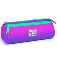 Coral High Pembe Mor Renk Geçişli Üç Bölmeli Kalem Çantası - Kız Çocuk