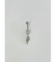 Yaprak Detaylı Sallantılı Göbek Piercing - Pg0111