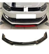 Vw Polo MK5 Gri Renkli Şeritli Dilli Ön Lip 4 Prç Parlak Siyah ABS